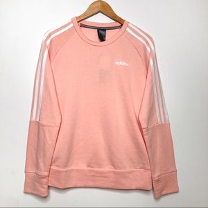 Adidas 3 stripe Peach Crew Neck Pullover Sweater